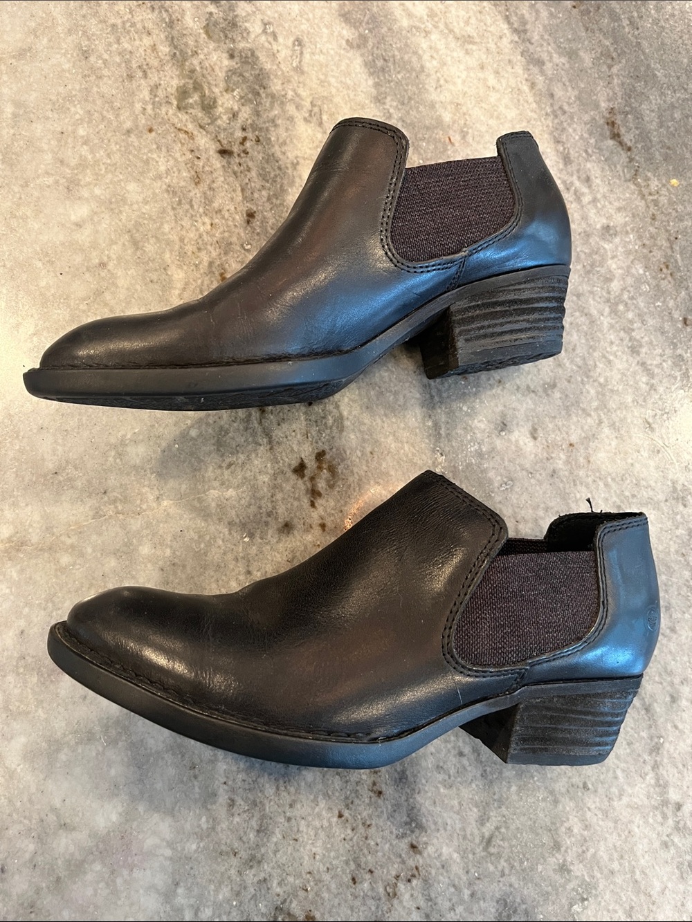 Born Black Leather Slip-On Chelsea Ankle Booties